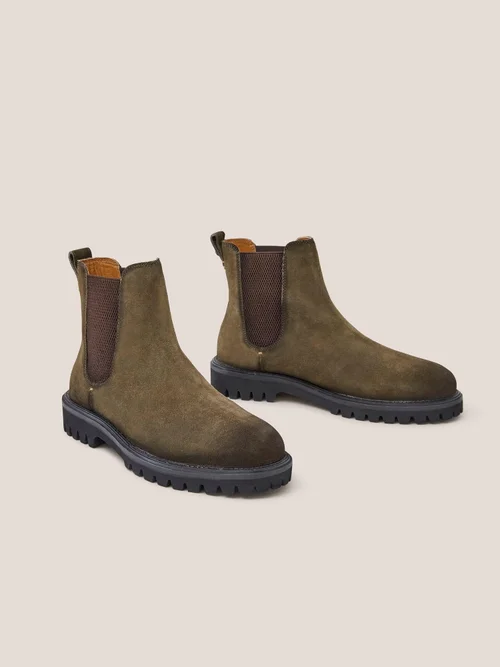 Chunky Chelsea Boot aus Wildleder - Khaki Grn - 42 Bild 3