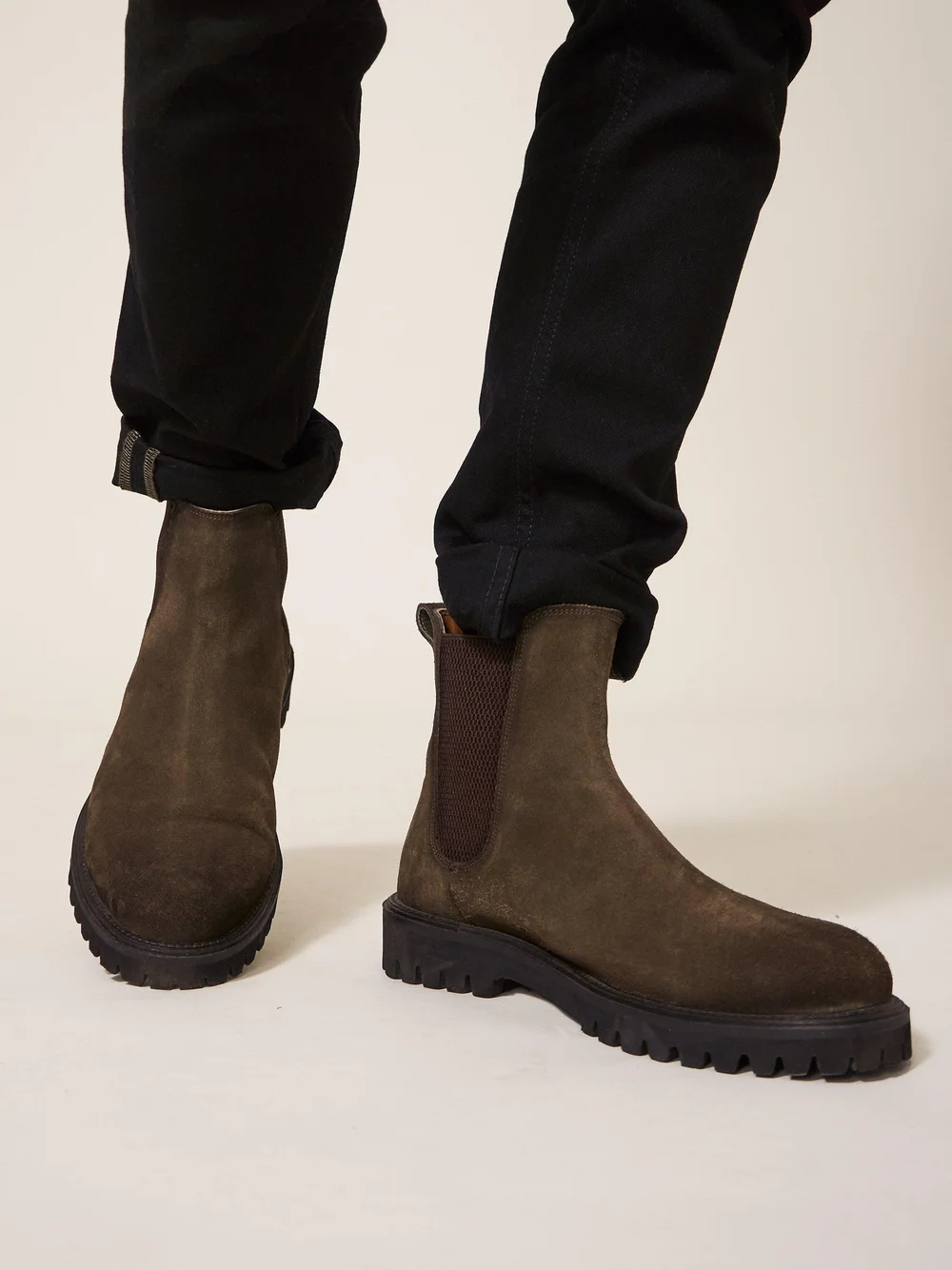 Chunky Chelsea Boot aus Wildleder - Khaki Grn - 42 Bild 1