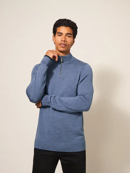Merinopullover Newport mit Trichterkragen - Chamb Blue - L Bild 3