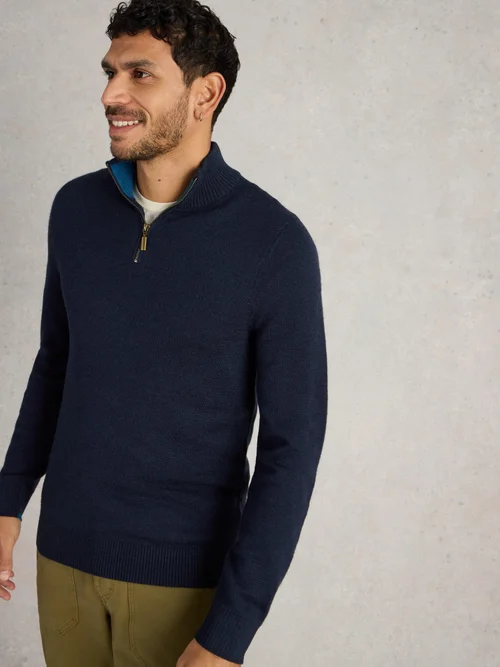 Merinopullover Newport mit Trichterkragen - Dark Navy - L Bild 1