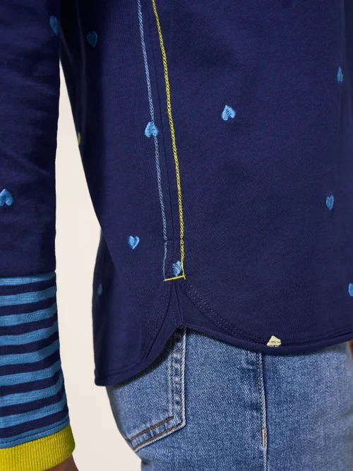 Cassie Besticktes Langarmshirt - Marineblau Mehrfarbig - 38 Bild 3