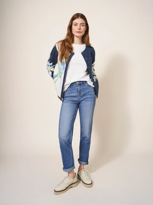 Geblümte Strickjacke - Marineblau Mehrfarbig - 38 Bild 2