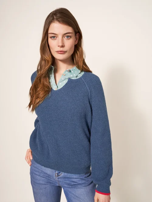 Jennie Pullover mit Rippenstruktur - Dunkel-Marineblau - 38 Bild 1