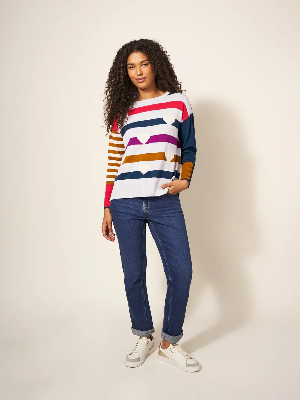 Olive Pullover mit Herzmotiv - Grau Mehrfarbig - 38 Bild 1