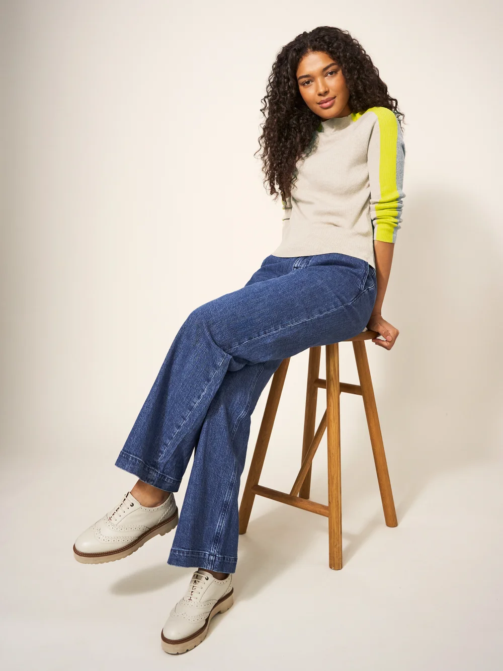 Pop Pullover mit Rippenstruktur - Natur Mehrfarbig - 38 Bild 1