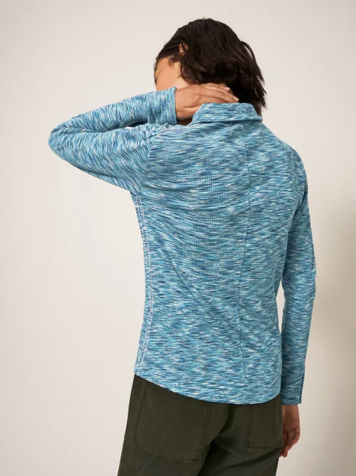 Rosie Jerseybluse mit Rippenstruktur - Blaugrün Mehrfarbig - 38 Bild 3