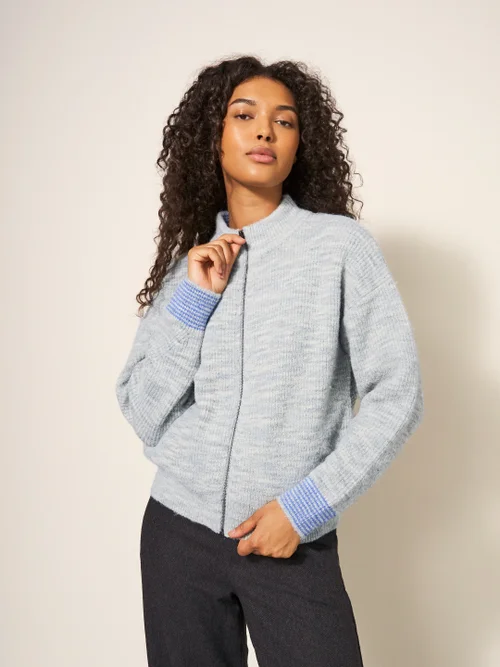 Weekend Strickjacke im Bomberstil - Grau meliert - 38 Bild 1