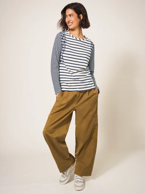 Whisper Gestreiftes Langarmtop mit Stickerei - Blau Mehrfarbig - 38 Bild 2