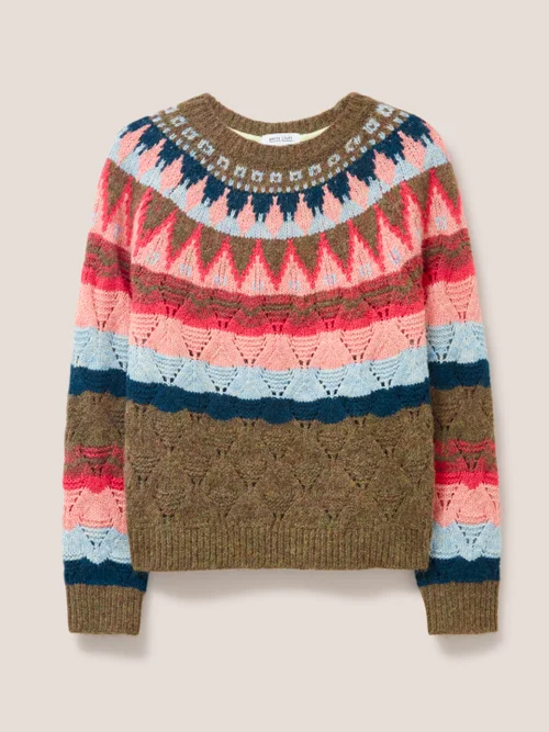 Gemusterter Pullover - Pink Mehrfarbig - 38 Bild 4