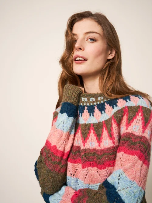 Gemusterter Pullover - Pink Mehrfarbig - 38 Bild 2