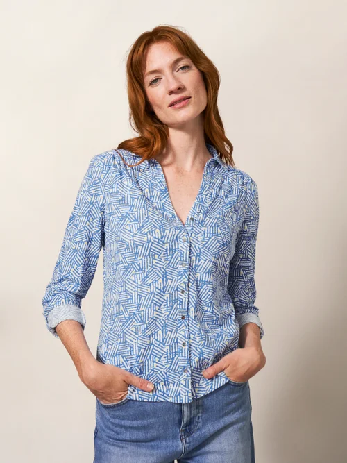 Annie Jersey-Hemd - Blauer Aufdruck - 34 Bild 1