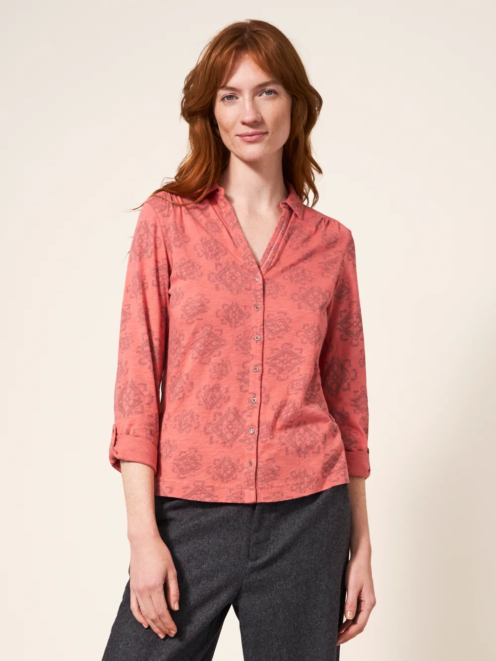 Annie Jersey-Hemd - Pinkfarbener Aufdruck - 34 Bild 1