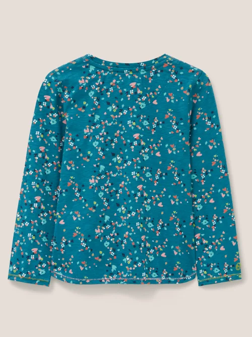 Dotty Getupftes Langarmshirt aus Jersey - Blaugrüner Aufdruck - 3-4 Jahre Bild 3