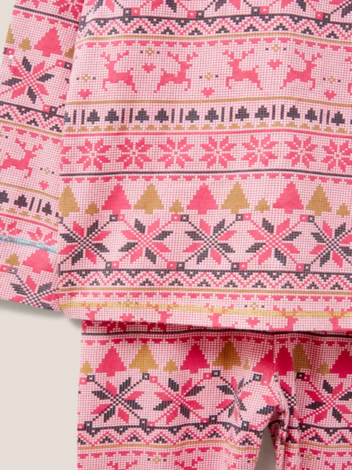 Pyjama-Set mit Fairisle-Print - Pinkfarbener Aufdruck - 3-4 Jahre Bild 2