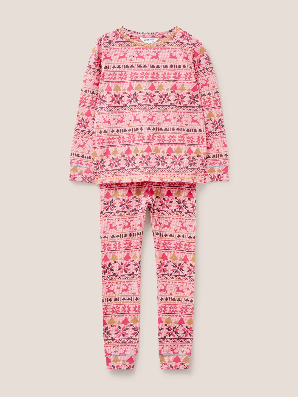 Pyjama-Set mit Fairisle-Print - Pinkfarbener Aufdruck - 3-4 Jahre Bild 1