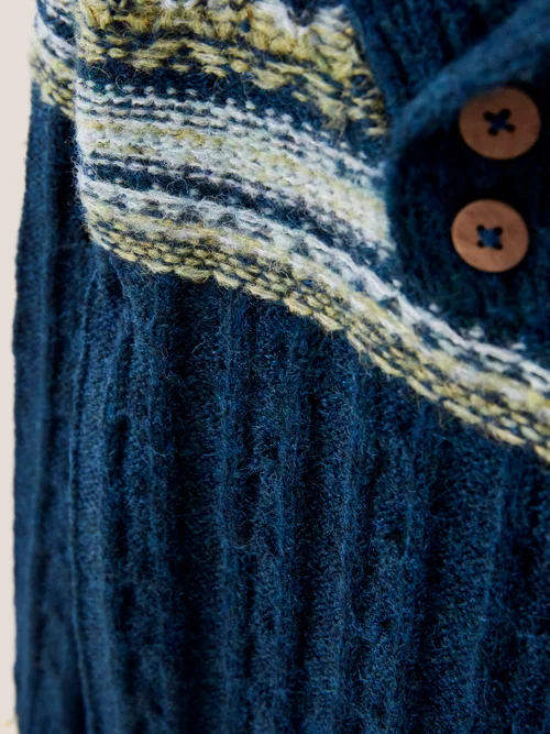 Pullover mit Schalkragen und Fairisle-Muster - Blaugrün Mehrfarbig - 3-4 Jahre Bild 2
