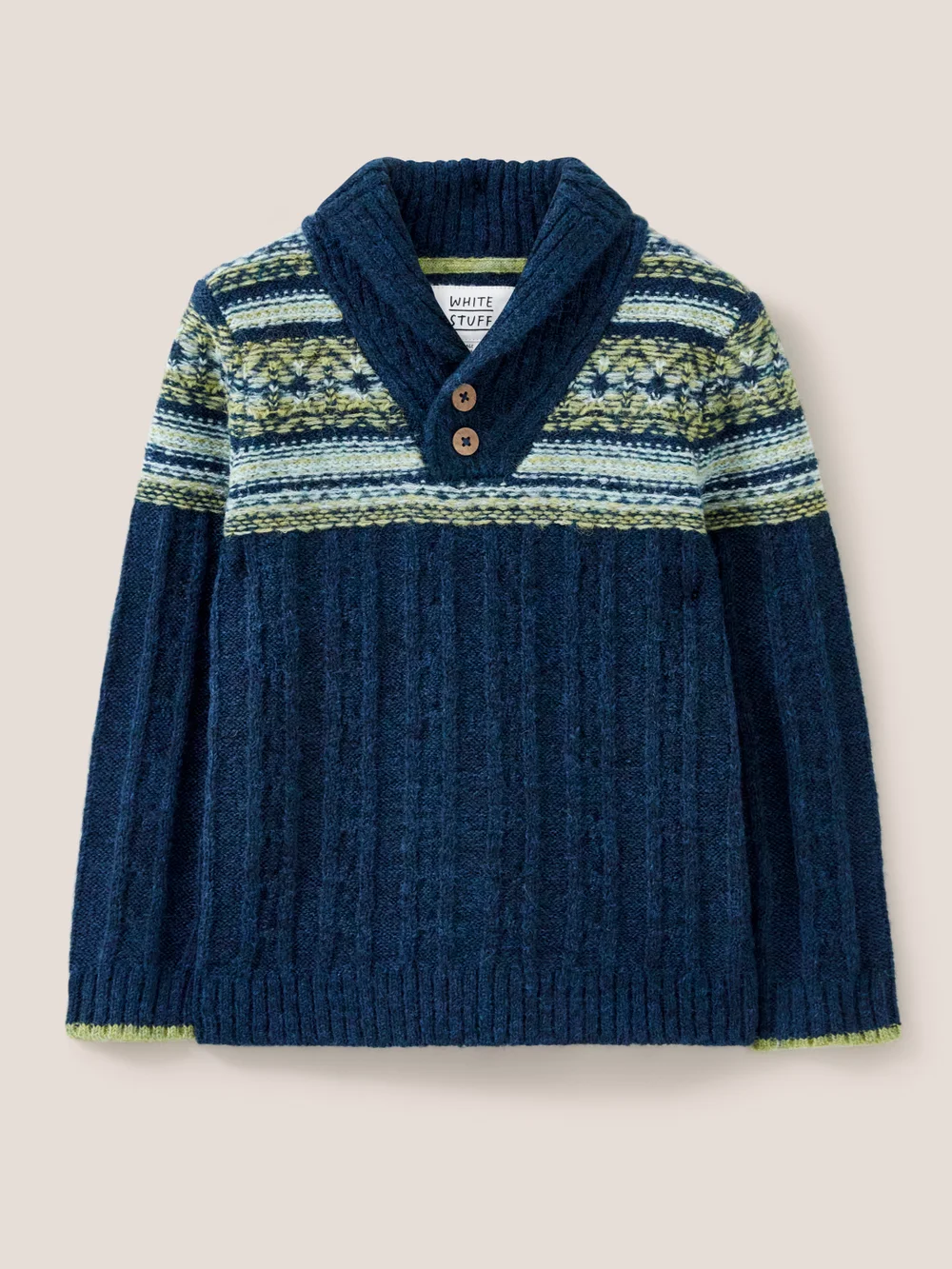 Pullover mit Schalkragen und Fairisle-Muster - Blaugrün Mehrfarbig - 3-4 Jahre Bild 1