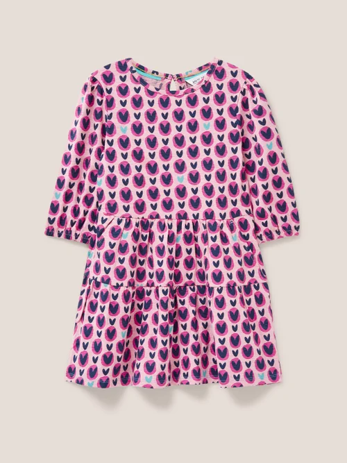Jerseykleid mit Herz-Print - Pinkfarbener Aufdruck - 3-4 Jahre Bild 1