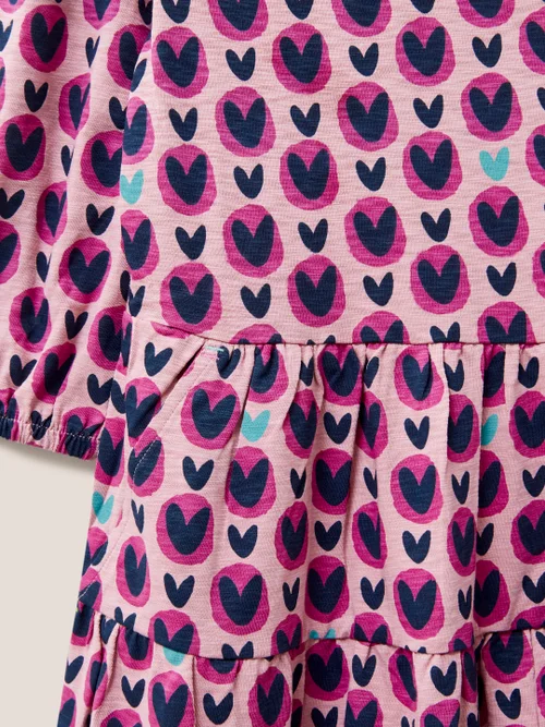 Jerseykleid mit Herz-Print - Pinkfarbener Aufdruck - 3-4 Jahre Bild 2