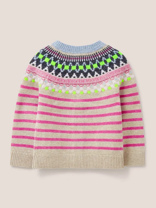 Mini Me Strickjacke mit Fairisle-Muster - Natur Mehrfarbig - 3-4 Jahre Bild 3
