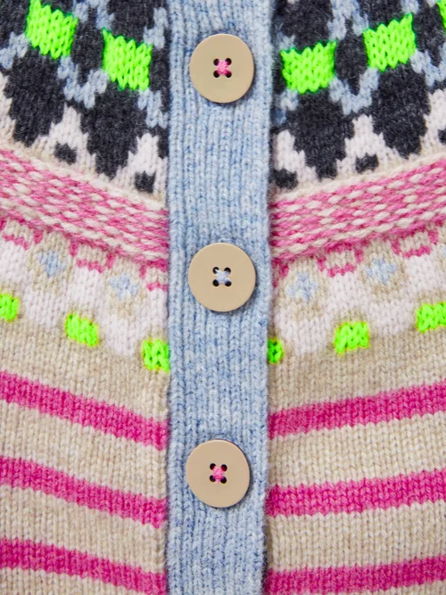 Mini Me Strickjacke mit Fairisle-Muster - Natur Mehrfarbig - 3-4 Jahre Bild 2