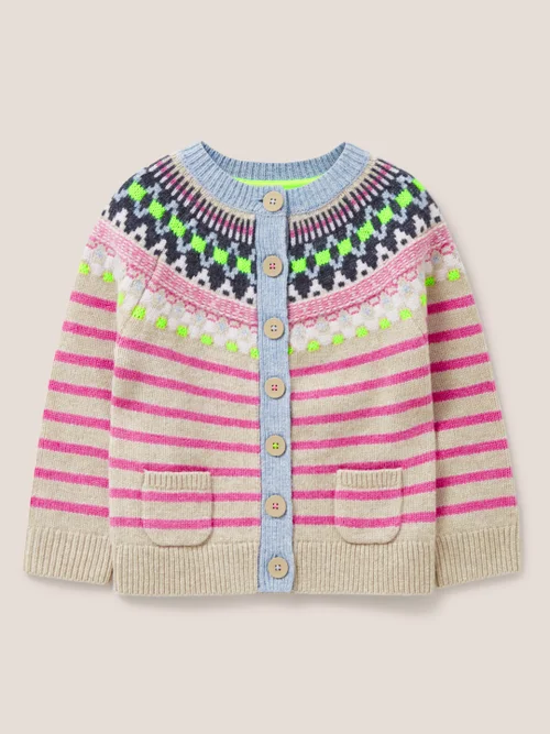 Mini Me Strickjacke mit Fairisle-Muster - Natur Mehrfarbig - 3-4 Jahre Bild 1
