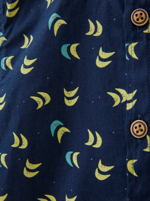 Hemd mit Mond-Aufdruck - Marineblauer Aufdruck - 3-4 Jahre Bild 2