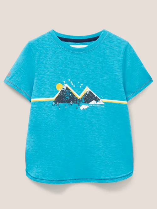 T-Shirt mit Bergmotiv - Mittel-Blaugrün - 3-4 Jahre Bild 1