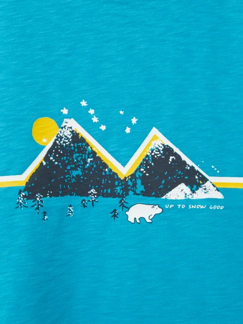 T-Shirt mit Bergmotiv - Mittel-Blaugrün - 3-4 Jahre Bild 2