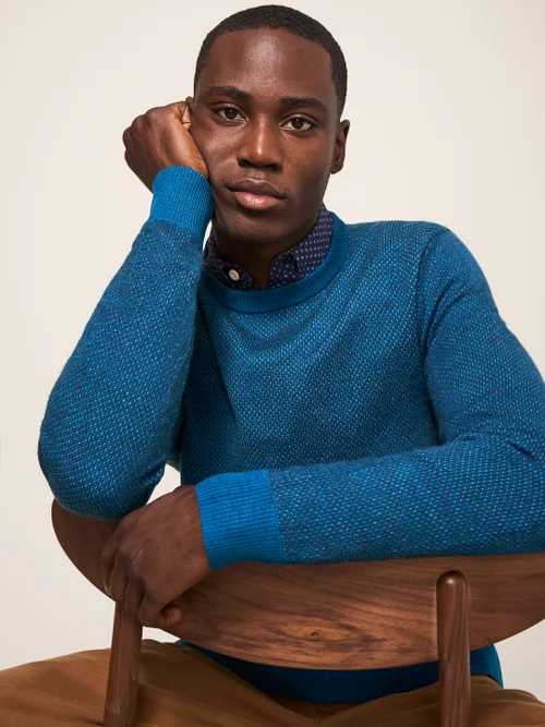Newport Jacquard-Pullover aus Merinowolle - Mittel-Blaugrün - L Bild 1