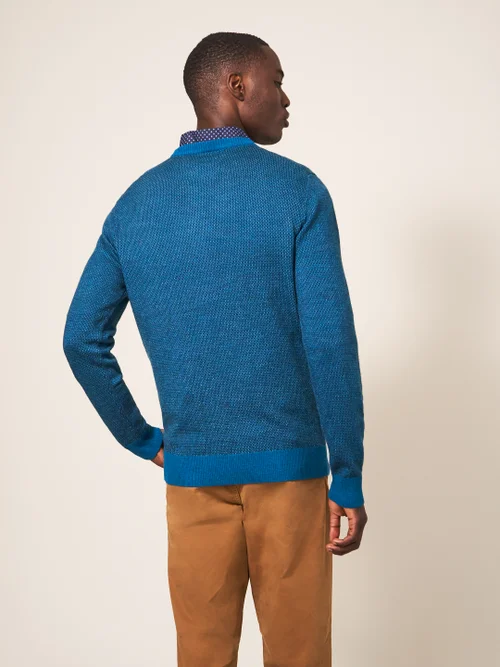 Newport Jacquard-Pullover aus Merinowolle - Mittel-Blaugrün - L Bild 3