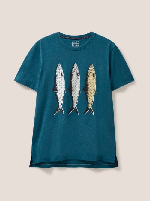 T-Shirt mit Fischmotiv - Mittel-Blaugrün - L Bild 4
