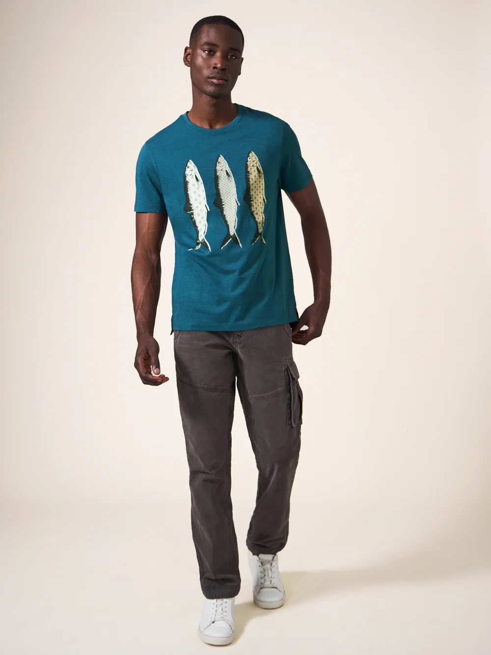 T-Shirt mit Fischmotiv - Mittel-Blaugrün - L Bild 1