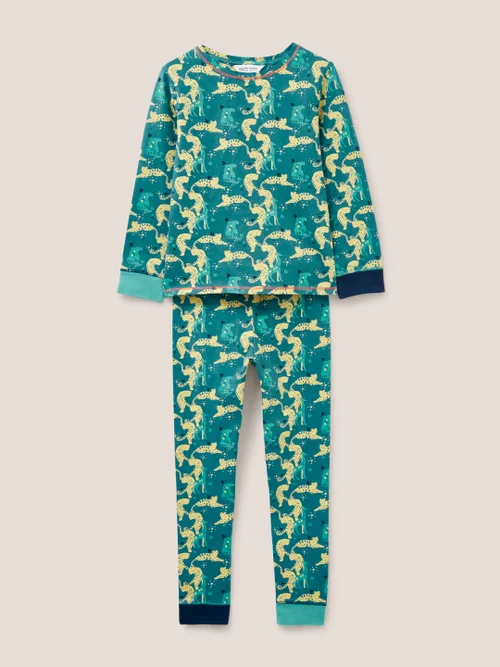 Pyjama-Set mit Tiger-Print - Blaugrüner Aufdruck - 3-4 Jahre Bild 1