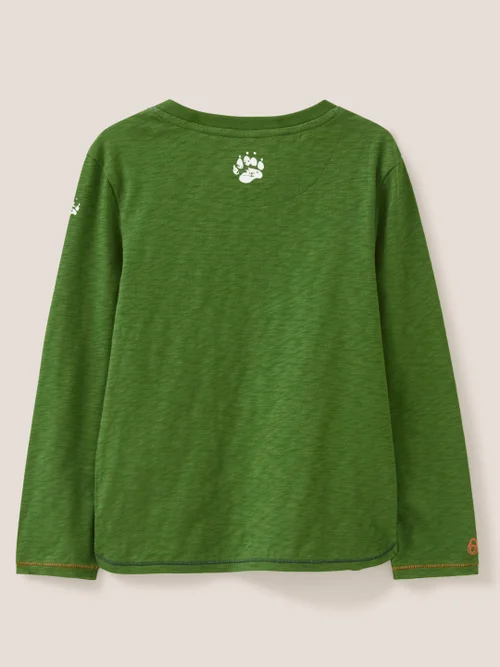 Langarmshirt mit coolem Bärenmotiv - Khaki-Grün - 3-4 Jahre Bild 3