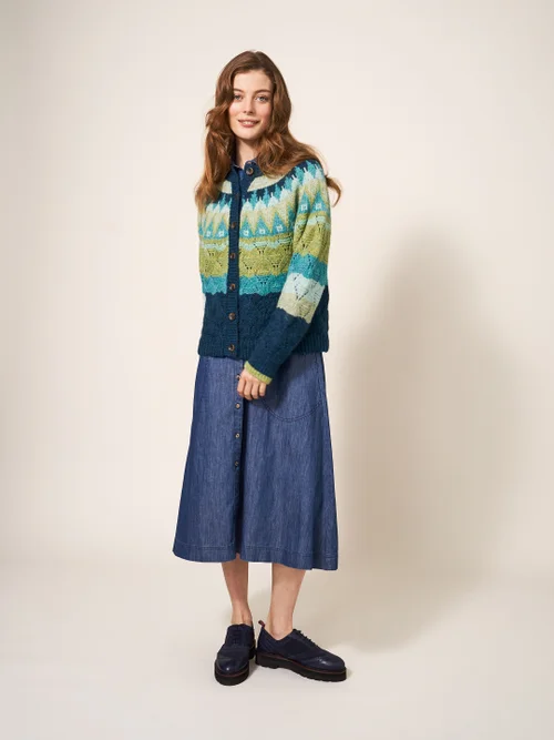 Gemusterte Strickjacke - Grün Mehrfarbig - 34 Bild 2