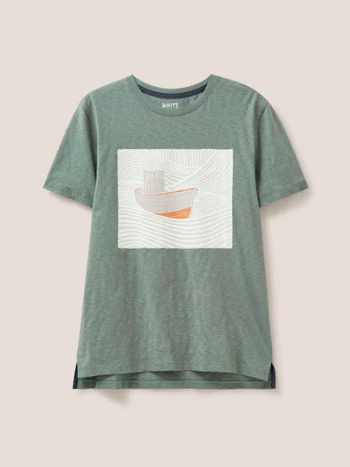 Trawler T-Shirt mit Schiffsmotiv - Staubgrün - L Bild 4