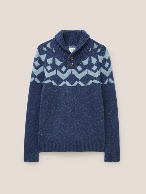 Arundel Pullover mit Schalkragen und Geo-Muster - Marineblau Mehrfarbig - L Bild 4