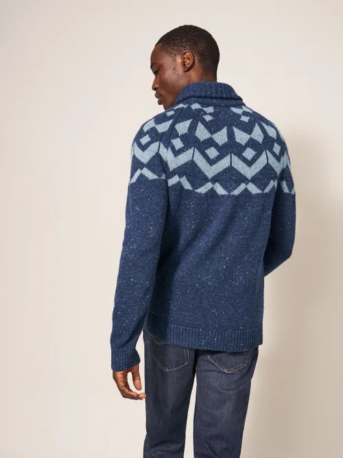 Arundel Pullover mit Schalkragen und Geo-Muster - Marineblau Mehrfarbig - L Bild 3