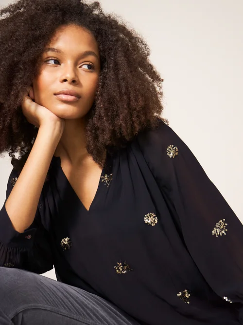 Astrid Paillettentop - Schwarz Mehrfarbig - 34 Bild 2