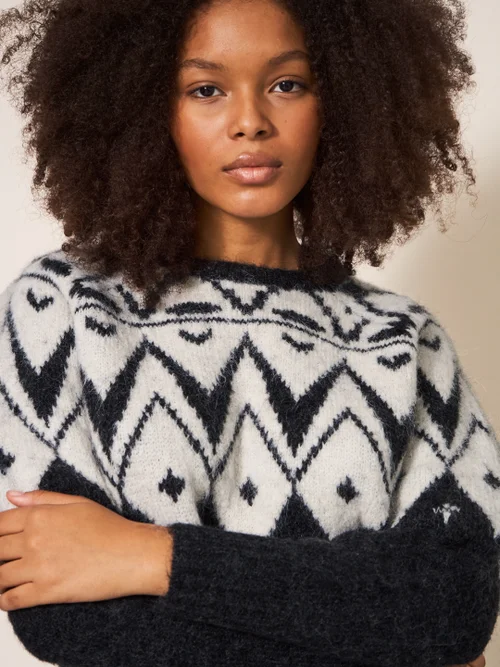 Pullover mit Schwarzweiß-Muster - Schwarz Mehrfarbig - 34 Bild 2