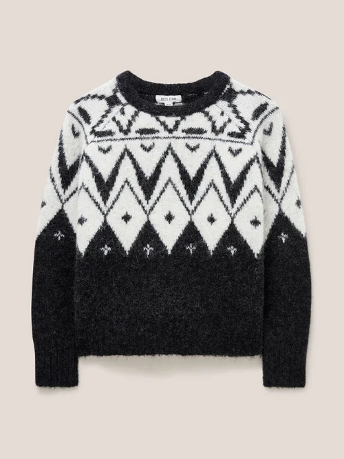 Pullover mit Schwarzweiß-Muster - Schwarz Mehrfarbig - 34 Bild 4