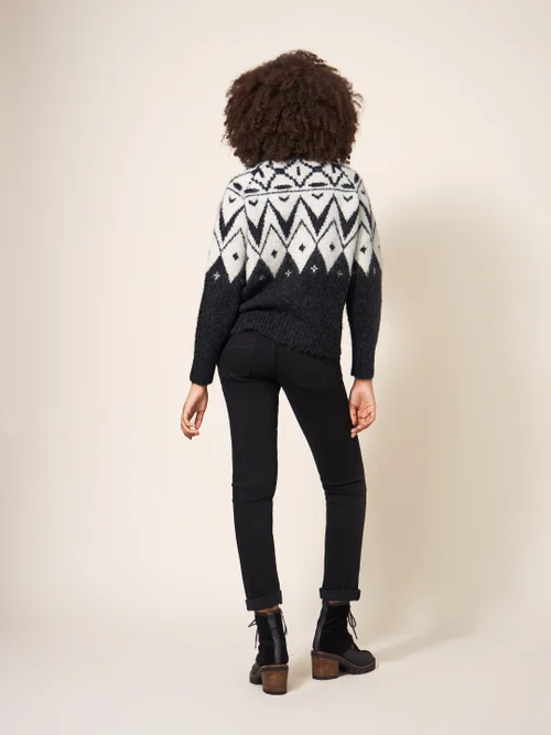 Pullover mit Schwarzweiß-Muster - Schwarz Mehrfarbig - 34 Bild 3