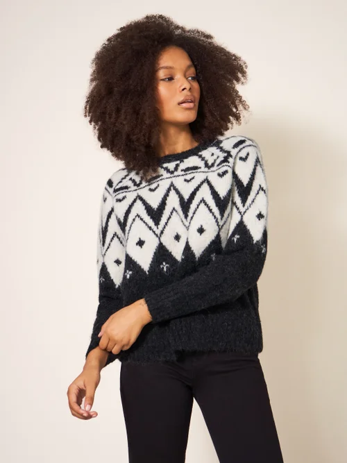 Pullover mit Schwarzweiß-Muster - Schwarz Mehrfarbig - 34 Bild 1