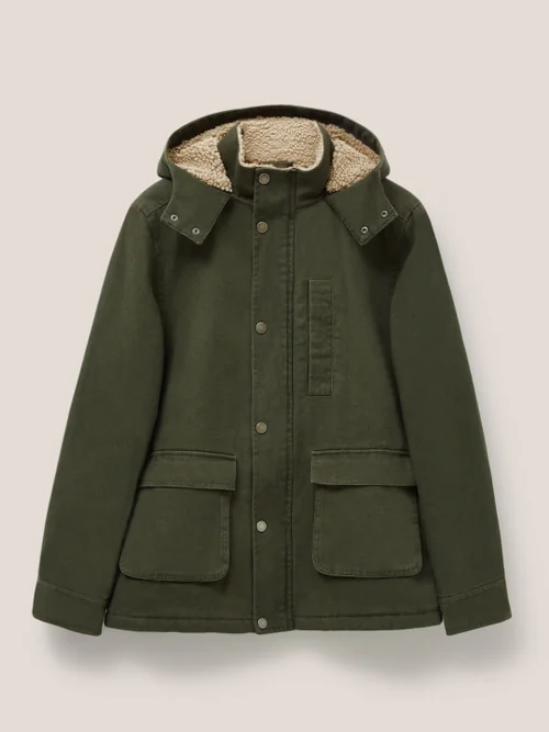 Winterjacke mit Futter aus Teddyfell - Khaki-Grün - L Bild 4