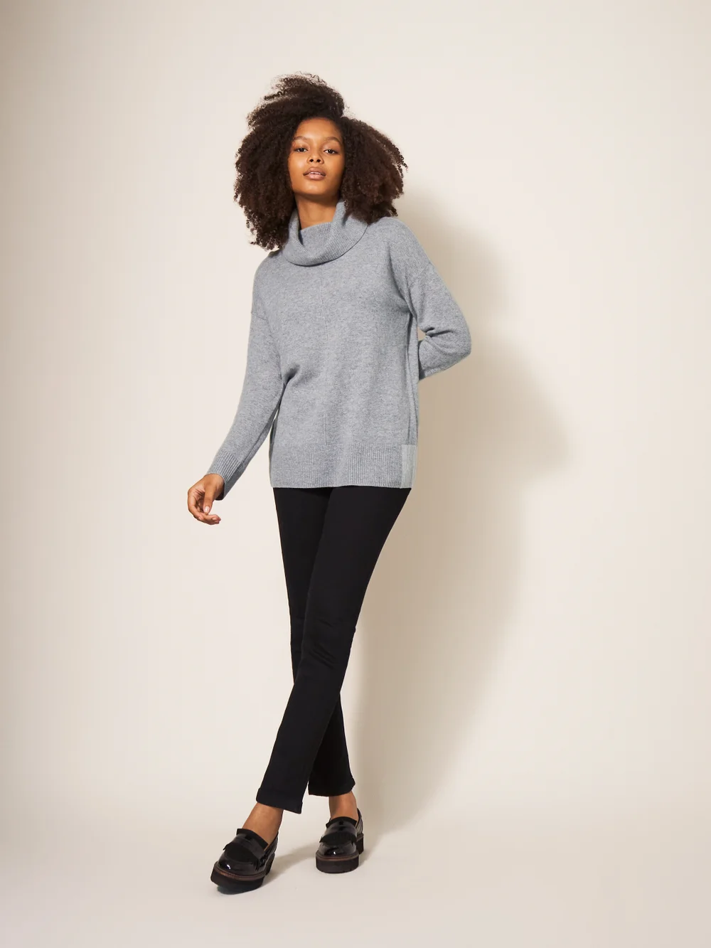 Callie Kaschmirpullover mit Rollkragen - Mittelgrau - 34 Bild 1