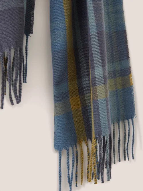 Schal mit Karomuster aus recyceltem Webstoff - Blau Mehrfarbig - Einheitsgröße Bild 3