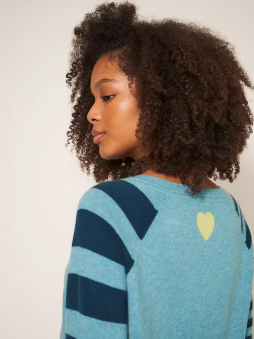 Clara Kaschmirpullover mit V-Ausschnitt - Blau Mehrfarbig - 34 Bild 2