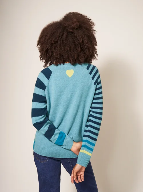 Clara Kaschmirpullover mit V-Ausschnitt - Blau Mehrfarbig - 34 Bild 3