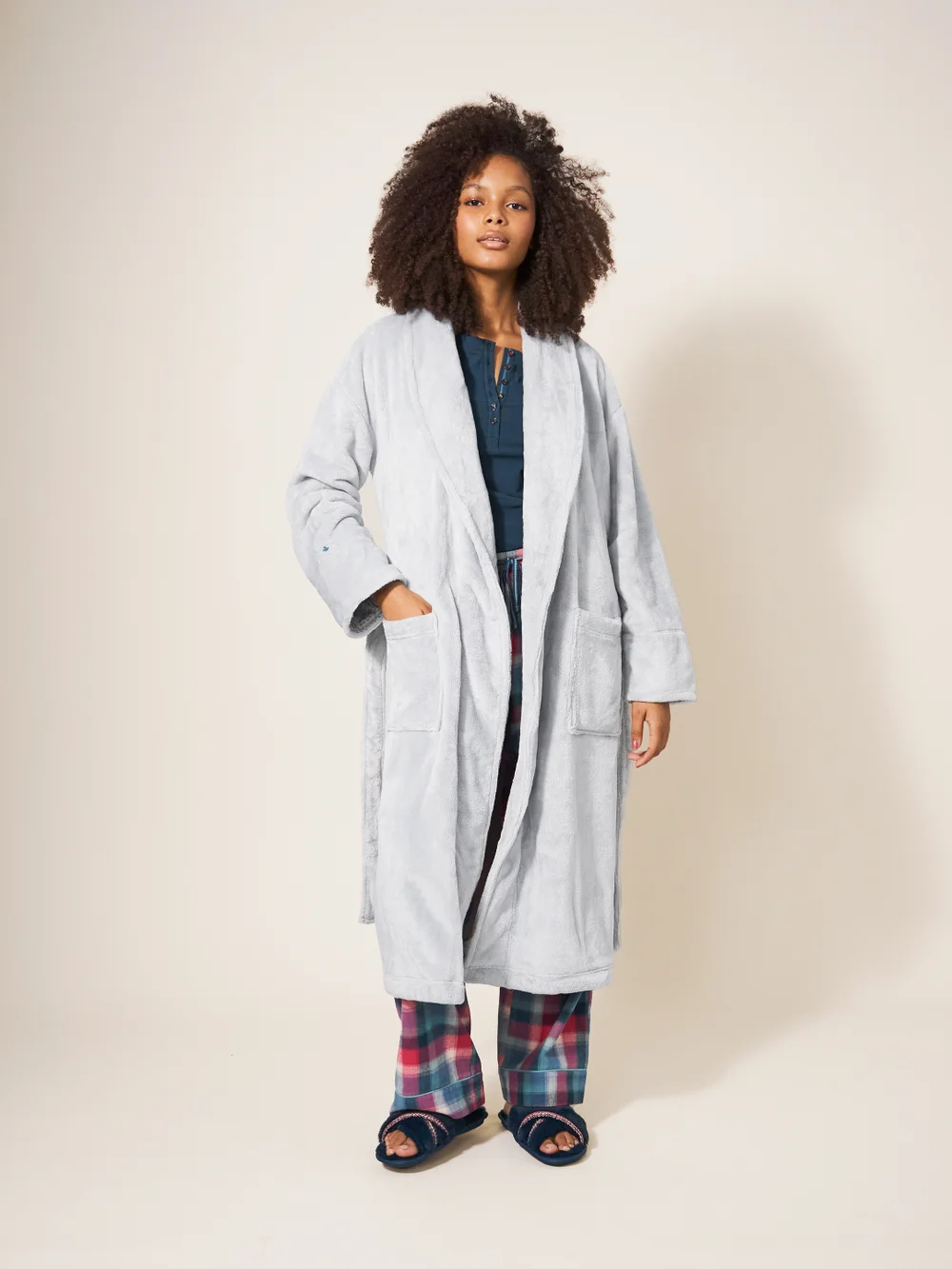 White Stuff Clover Cosy Dressing Gown - Lgt Grey - L Bild 1